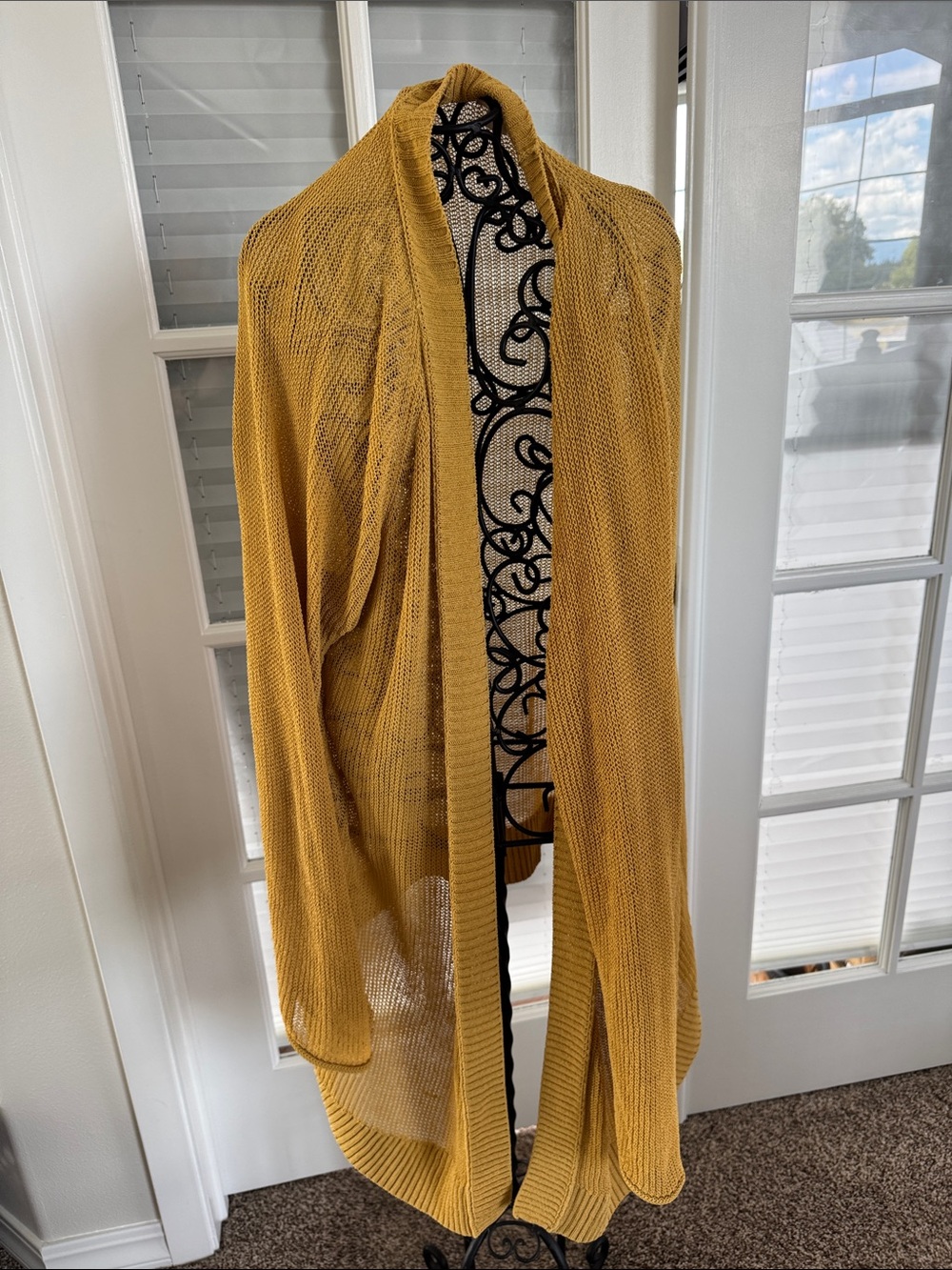 Caslon Open-Front Mustard Knit Cardigan Sweater XXL